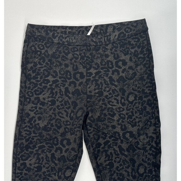 Free People Leopard Print Pants Womens Medium Black Pull On Stretch Yoga Casual - Picture 3 of 11